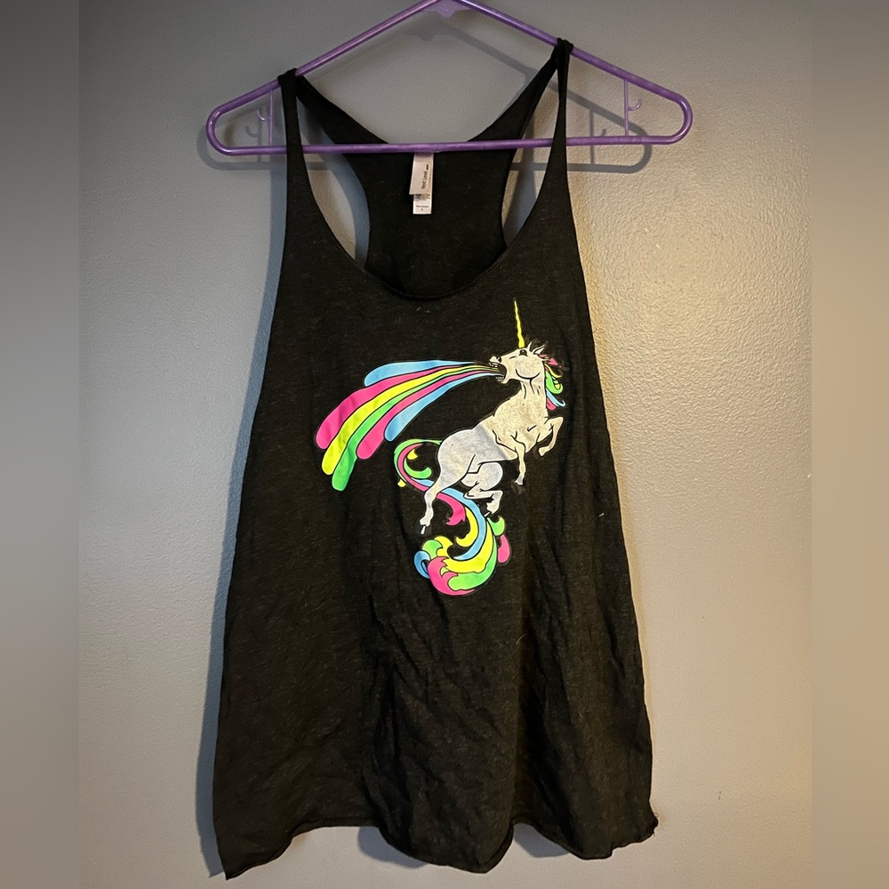 Next Level Apparel Dark Gray Unicorn Tank Top